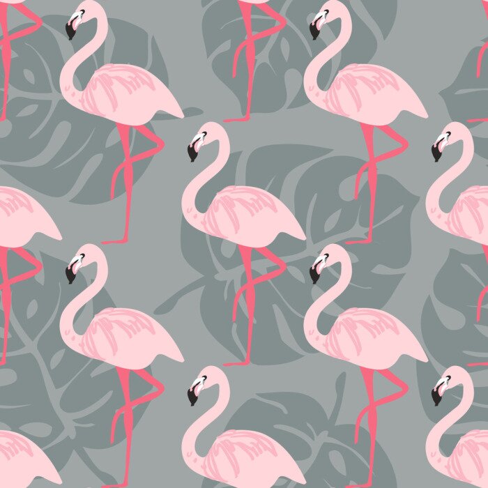 Tapete Flamingos auf einem Bein