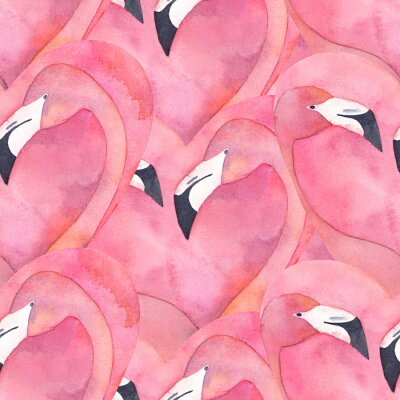 Tapete Flamingos in Herzen angeordnet