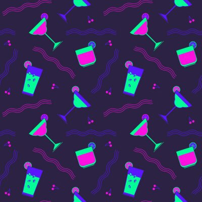 Tapete Flat cocktail party vector seamless pattern