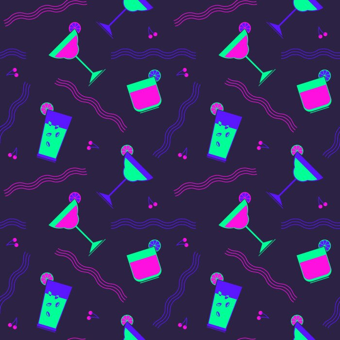 Tapete Flat cocktail party vector seamless pattern