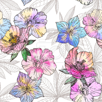 Tapete Flora liebt Wasser und Farbe