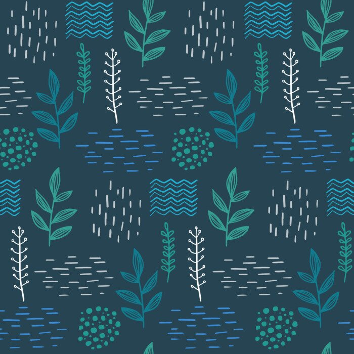 Tapete Floral nahtlose handgezeichneten Muster skandinavischen Design-Stil. Vektor-Illustration