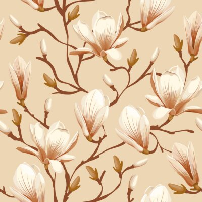 Tapete Floral nahtlose Muster - Magnolia