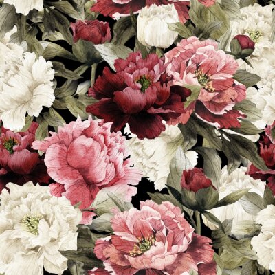 Tapete Floral pattern with peonies