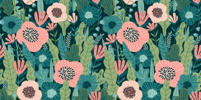 Tapete Floral seamless pattern. Vector design for paper, cover, fabric, interior decor