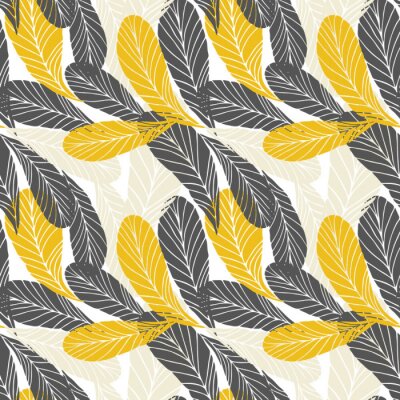 Tapete Floral Vektor nahtlose Muster mit tropischen Blättern.