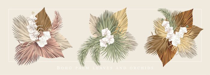 Tapete Florale Kompositionen im Boho-Stil