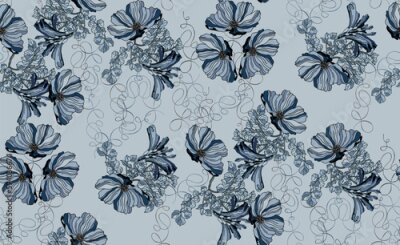 Tapete Florales Vintage-Blau