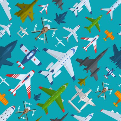 Tapete Flugzeug Ebenen Draufsicht Vektor-Illustration nahtlose Muster