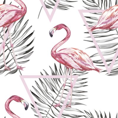 Tapete Formen und Flamingos