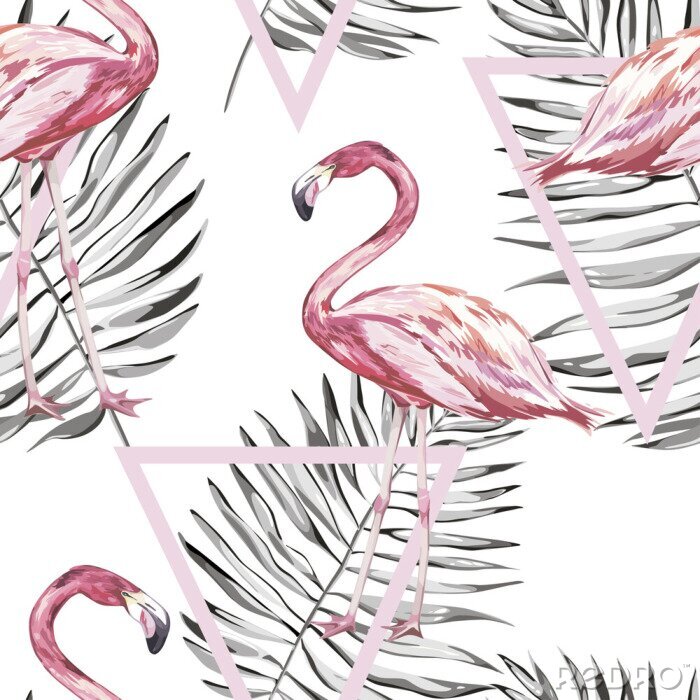 Tapete Formen und Flamingos