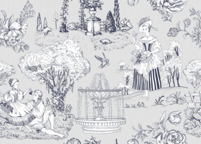 Tapete Französischer Vintage-Garten