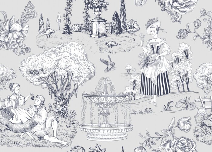 Tapete Französischer Vintage-Garten