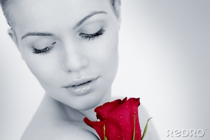 Tapete Frau und Rose