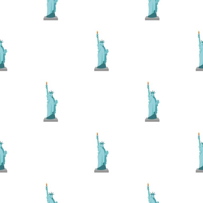 Tapete Freiheitsstatue Ikone in der Karikaturart lokalisiert auf weißem Hintergrund. USA-Landmustervorrat-Vektorillustration.