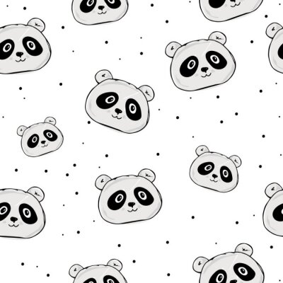 Tapete Fröhliche Pandas, minimalistisches Muster für Kinder