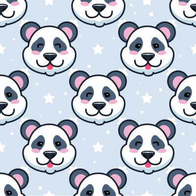 Tapete Fröhliche Pandas unter den Sternen