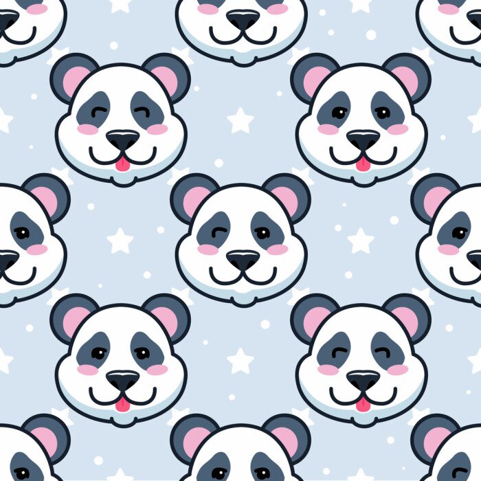 Tapete Fröhliche Pandas unter den Sternen