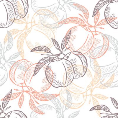 Tapete Früchte auf einem Zweig in orangefarbenen Farben