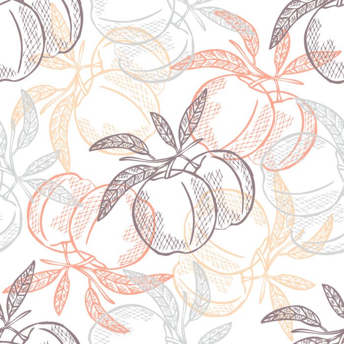 Tapete Früchte auf einem Zweig in orangefarbenen Farben