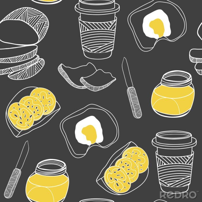 Tapete Frühstückselemente auf dunklem Hintergrund