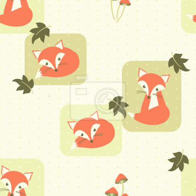Tapete Füchse auf grünem Blätter-Hintergrund