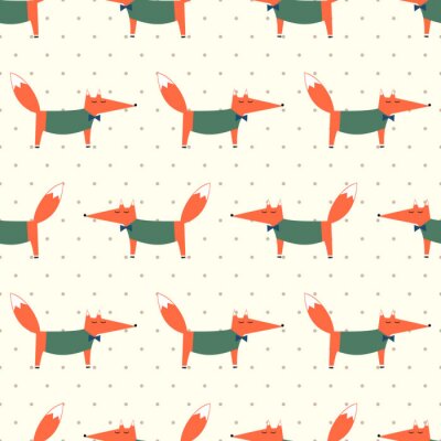 Tapete Füchse in grünen Blusen mit Fliege