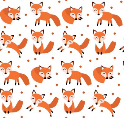 Tapete Füchse in verschiedenen Positionen und rote Punkte