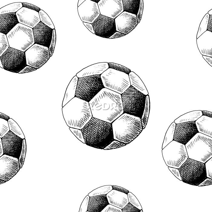 Tapete Fußball auf weißem Hintergrund gezeichnet
