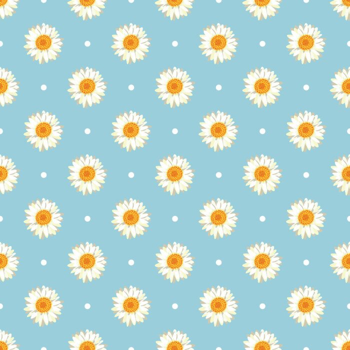 Tapete Gänseblümchen auf blauem Hintergrund