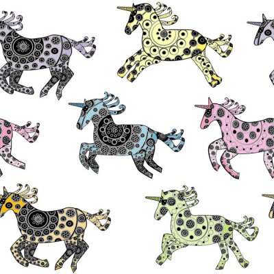 Tapete Galoppierende Einhörner