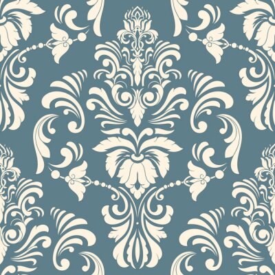 Tapete Gealtertes ornamentales Muster in Blautönen
