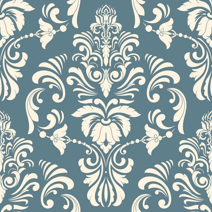 Tapete Gealtertes ornamentales Muster in Blautönen