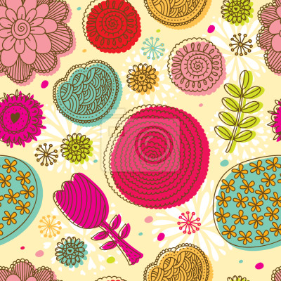 Tapete Gekritzelblumen
