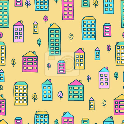 Tapete Gekritzelhäuser