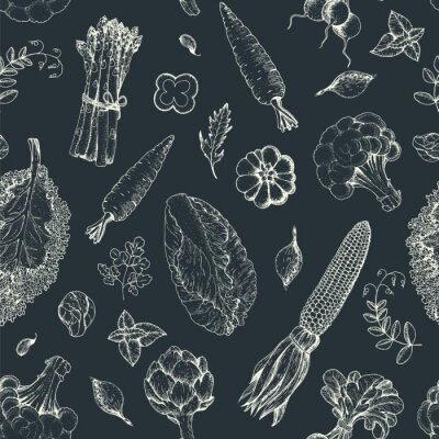 Tapete Gemüse auf dunklem Hintergrund in Sepia