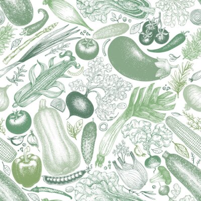 Tapete Gemüse in Grüntönen