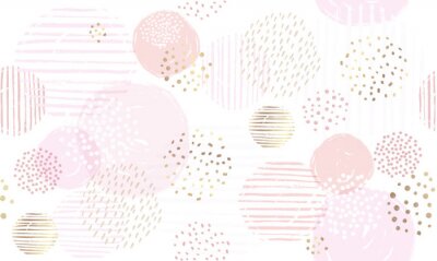 Tapete Gemusterte Aquarellkreise in Rosa