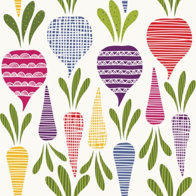 Tapete Gemusterte bunte Karotten und Rüben