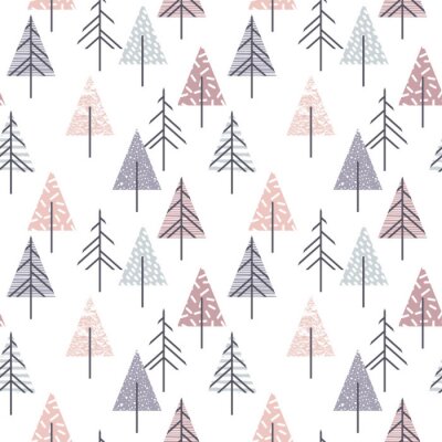 Tapete Geometrische Bäume in Pastellfarben