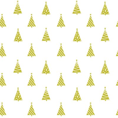 Tapete Geometrische goldene Weihnachtsbäume
