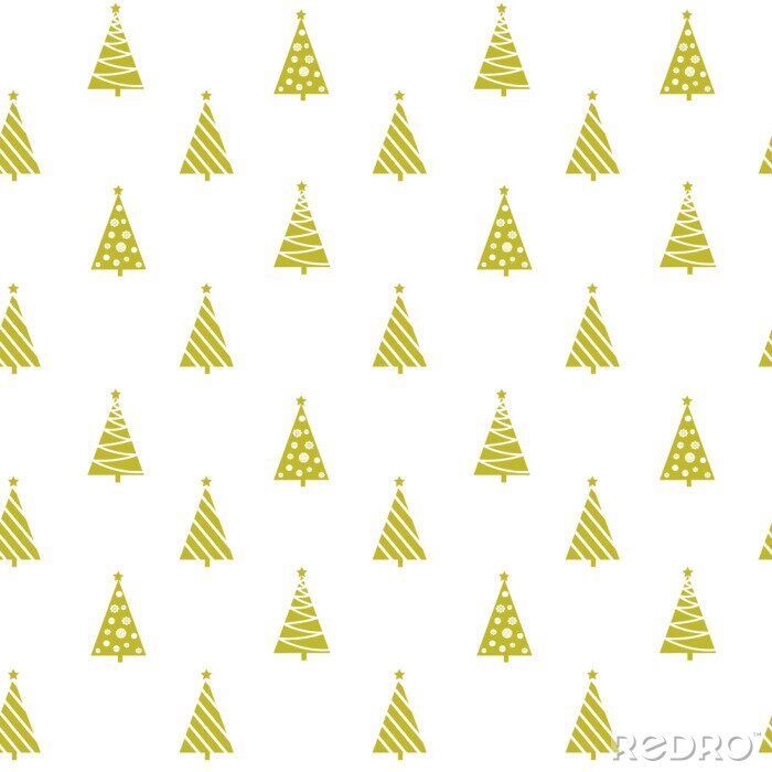 Tapete Geometrische goldene Weihnachtsbäume