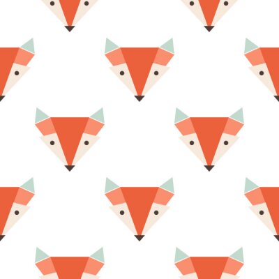 Tapete Geometrischer Fuchskopf auf weißem Hintergrund