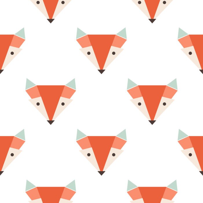 Tapete Geometrischer Fuchskopf auf weißem Hintergrund