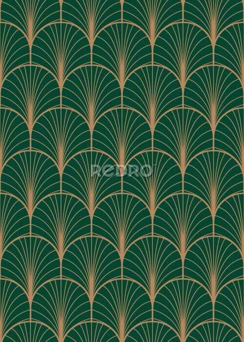 Tapete Geometrisches Muster auf grünem Hintergrund