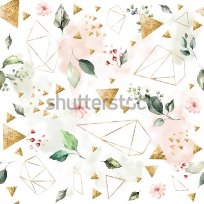 Tapete Geometrisches Pflanzenmuster