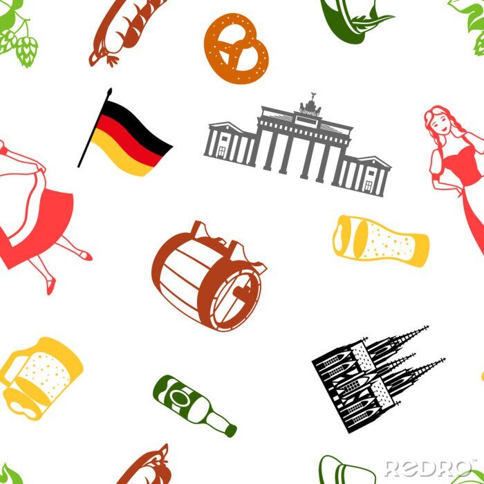 Tapete German seamless pattern. Germany national traditional symbols.