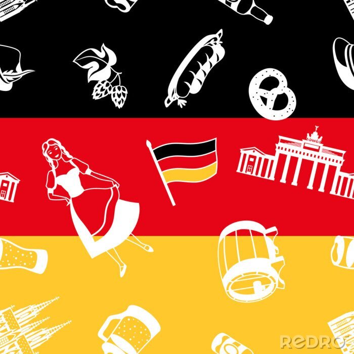 Tapete German seamless pattern. Germany national traditional symbols.