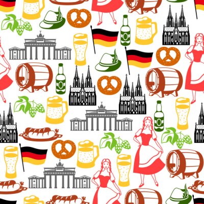 Tapete German seamless pattern. Germany national traditional symbols.