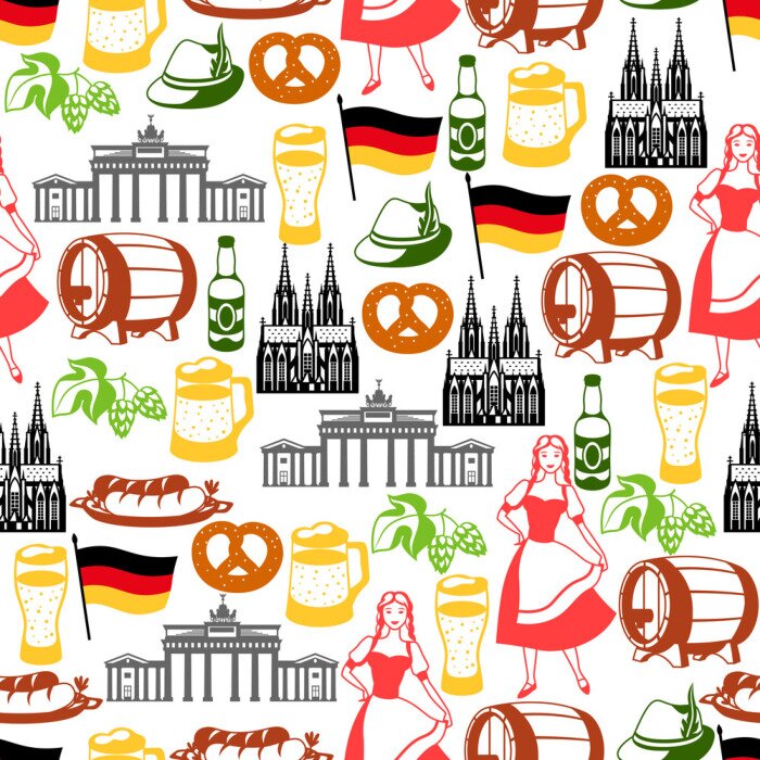 Tapete German seamless pattern. Germany national traditional symbols.